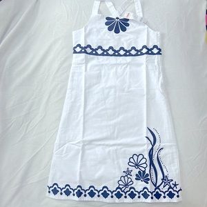NWT GYMBOREE summer dress with embroidered trim, shells, and underwater scene